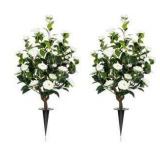 Artificial Camellia Flower Bushes 24"  2-Pack $79.99 Retail - Brand New