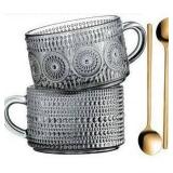 Vintage Glass Coffee Mug Set - Brand New