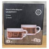 Vintage Glass Coffee Mug Set - Brand New