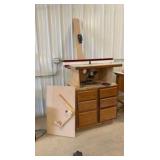 Bosch router, table fence; Tapering jig.  6-drawer cabinet