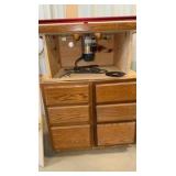 Bosch router, table fence; Tapering jig.  6-drawer cabinet