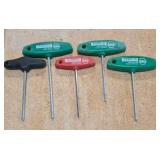 T-handle Torx, screw drivers, cutterhead knife blades