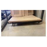 2-tier Rolling Steel Cart with wood shelves