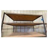 4-tier Rolling Steel Cart with wood shelves.