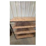 4-tier Rolling Steel Cart with wood shelves.