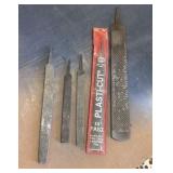 Craftsman rachet set, Snap-on angled drill, Metal files