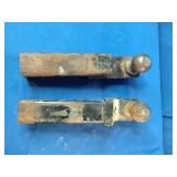 Two used steel trailer hitch ball mounts with 2" balls