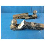 Two used steel trailer hitch ball mounts with 2" balls