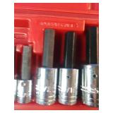 Proto J4900A hex bit socket set featuring 10 pieces stored in a red blow-molded case.