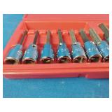 Proto J4900A hex bit socket set featuring 10 pieces stored in a red blow-molded case.
