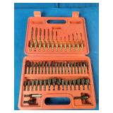 Mac Tools 52-piece 1/4" hex quick disconnect drill bit and driver set, typically housed in a red plastic case.