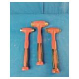 Snap-on Dead Blow Ball Peen Hammer set features a bright red, soft-grip handle designed for reducing vibration