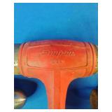 Snap-on Dead Blow Ball Peen Hammer set features a bright red, soft-grip handle designed for reducing vibration