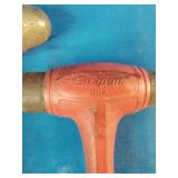 Snap-on Dead Blow Ball Peen Hammer set features a bright red, soft-grip handle designed for reducing vibration