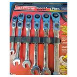 Craftsman 7-piece SAE locking flex-head ratcheting wrench set featuring "Made in USA" branding.