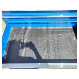 Snap-on Classic Series  KRL1032 triple-bank roll cab tool box in royal blue, equipped with a heavy-duty stainless steel work surface