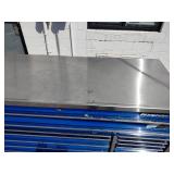 Snap-on Classic Series  KRL1032 triple-bank roll cab tool box in royal blue, equipped with a heavy-duty stainless steel work surface