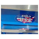 Snap-on Classic Series  KRL1032 triple-bank roll cab tool box in royal blue, equipped with a heavy-duty stainless steel work surface