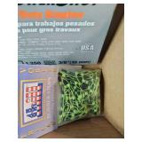 Assortment of fasteners, hardware, and workshop supplies.