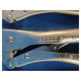 5-piece professional locking pliers set from Matco Tools, arranged in increasing order of size