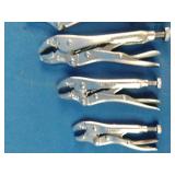 5-piece professional locking pliers set from Matco Tools, arranged in increasing order of size