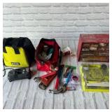 Misc. tools, bits, and Ryobi battery charge