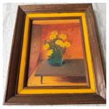 Floral oil painting signed "IRENE KUSCHKE"