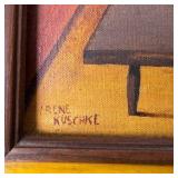 Floral oil painting signed "IRENE KUSCHKE"