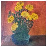 Floral oil painting signed "IRENE KUSCHKE"