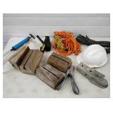 Mud Stick End, Foam Canoe Bracket, Can Crusher, Rope, Hardhat and pump