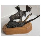 Rustic Bronze Moose Sculpture