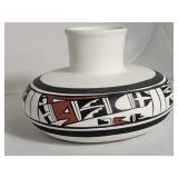 Southwestern White Pottery Vase with Red and Black Geometric Design