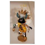 Signed Hopi Black Ogre Kachina Doll by J. Clark