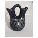 Native American Blackware Wedding Vase, as
