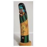 Signed Hopi Black Face Warrior Woman Kachina Doll