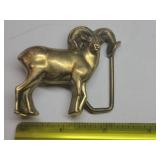 Baron Solid Brass Ram Belt Buckle