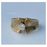 14K Yellow Gold Diamond Solitaire Ring ~ Size 6, 4g
