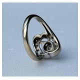 14K White Gold Diamond Cocktail Ring ~ Size 5, 4g
