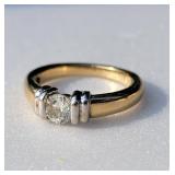14K Yellow & White Gold Diamond Solitaire Ring ~ Size 4.5, 4g