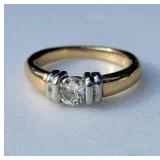 14K Yellow & White Gold Diamond Solitaire Ring ~ Size 4.5, 4g