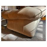 Cream Tufted Leather Sofa with Rolled Arms