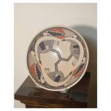 Large Signed Mata Ortiz Style Pottery Bowl with Bird Motif