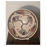 Large Signed Mata Ortiz Style Pottery Bowl with Bird Motif