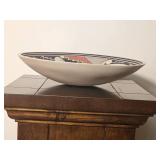 Large Signed Mata Ortiz Style Pottery Bowl with Bird Motif