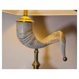 Brass and Ram Horn Style Table Lamp