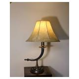 Curved Horn Style Table Lamp with Bronze Tone Base