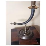 Curved Horn Style Table Lamp with Bronze Tone Base