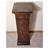 Dark Wood Display Pedestal with Tile Style Top