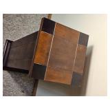 Dark Wood Display Pedestal with Tile Style Top