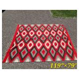 Large Red, Gray, Cream, and Black Geometric Area Rug